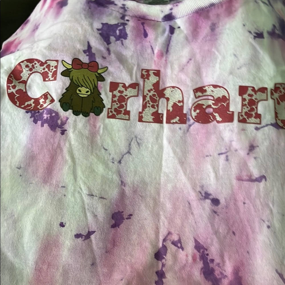 🌹Kids Tie-Dye Shirt with Carhartt on it - Purple ,White & pink. NWOT